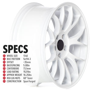 Circuit Performance CSF2 Gloss White 5x114.3 | 17x8 | +35mm / 5.88