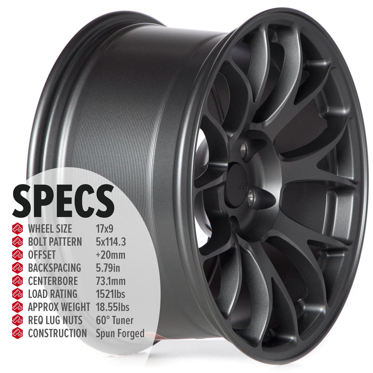 Circuit Performance CSF2 Matte Gunmetal 5x114.3 | 17x9 | +20mm / 5.79