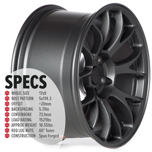 Circuit Performance CSF2 Matte Gunmetal 5x114.3 | 17x9 | +20mm / 5.79