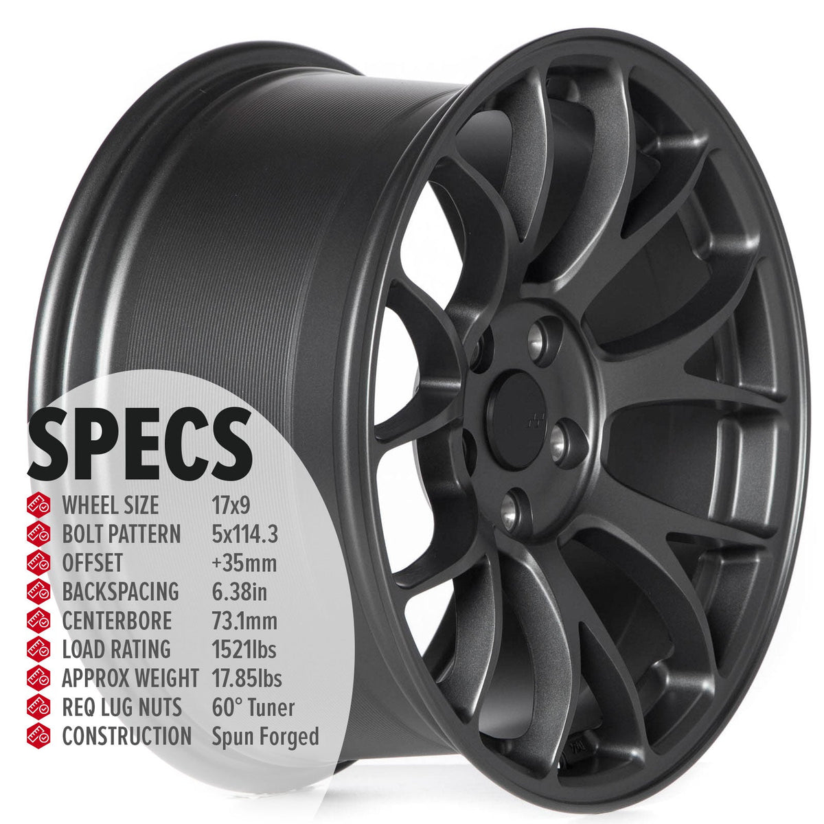 Circuit Performance CSF2 Matte Gunmetal 5x114.3 | 17x9 | +35mm / 6.38