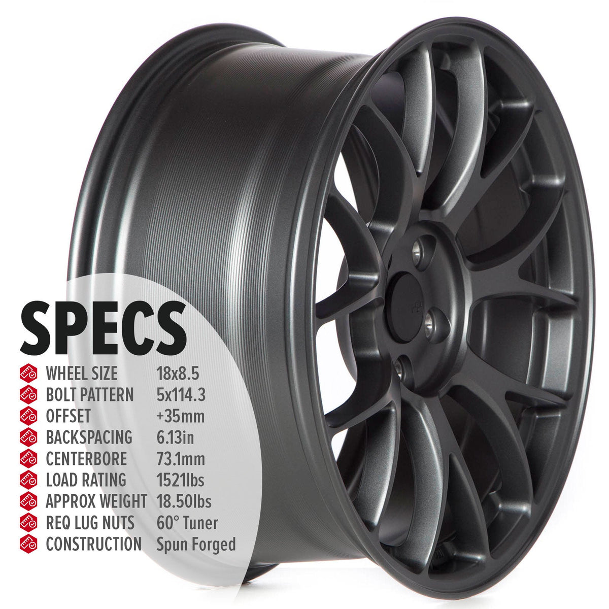 Circuit Performance CSF2 Matte Gunmetal 5x114.3 | 18x8.5 | +35mm / 6.13