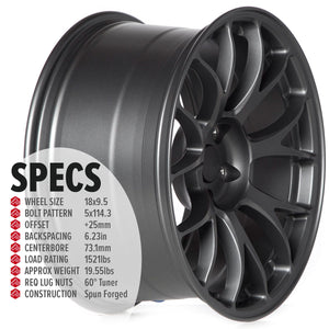 Circuit Performance CSF2 Matte Gunmetal 5x114.3 | 18x9.5 | +25mm / 6.23