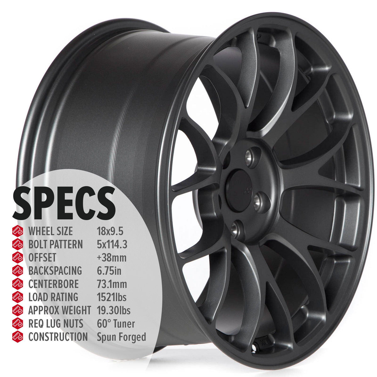 Circuit Performance CSF2 Matte Gunmetal 5x114.3 | 18x9.5 | +38mm / 6.75