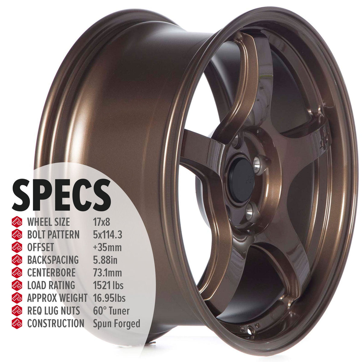 Circuit Performance CSF5 Gloss Bronze 5x114.3 | 17x8 | +35mm / 5.88