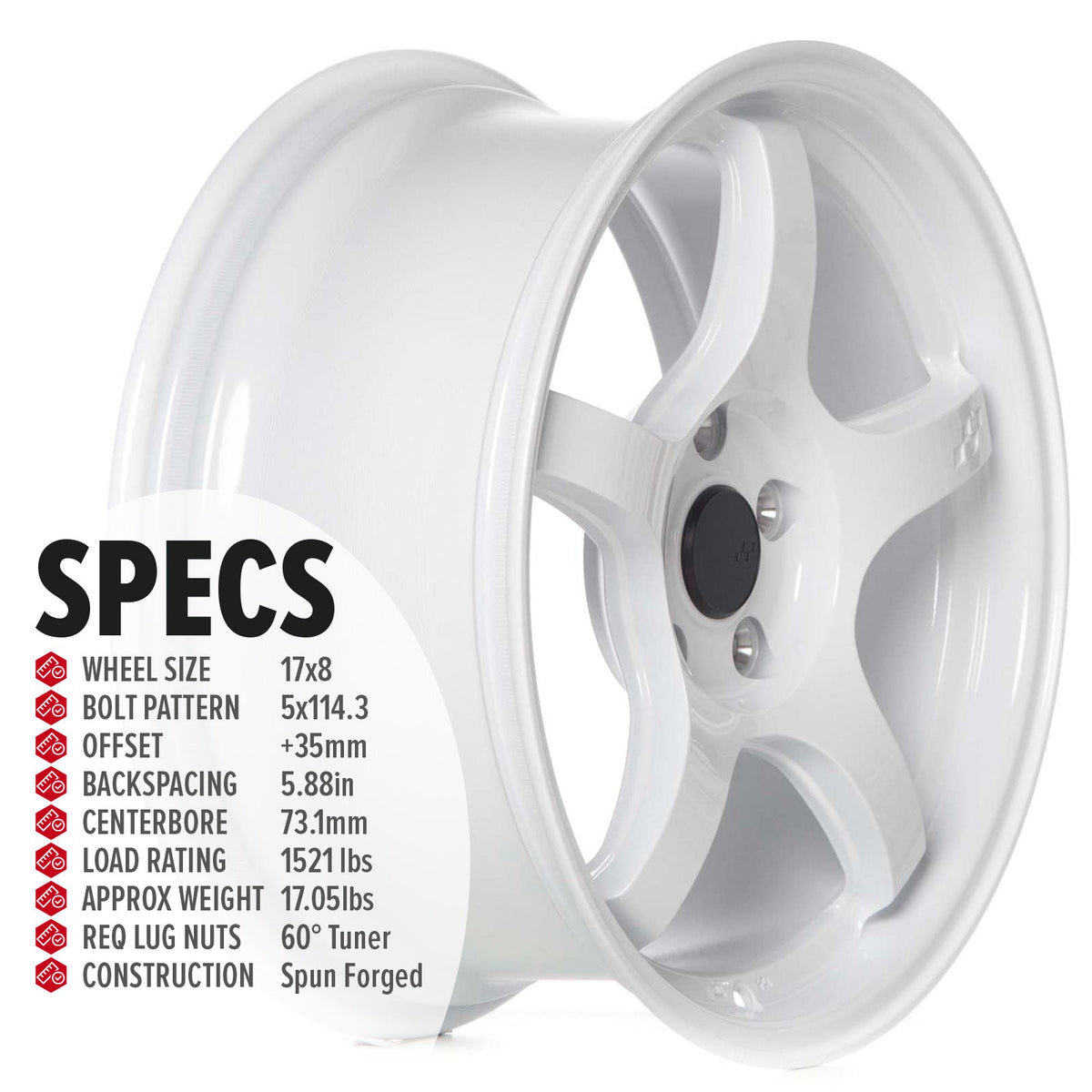 Circuit Performance CSF5 Gloss White 5x114.3 | 17x8 | +35mm / 5.88