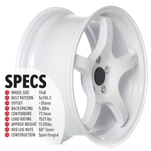 Circuit Performance CSF5 Gloss White 5x114.3 | 17x8 | +35mm / 5.88
