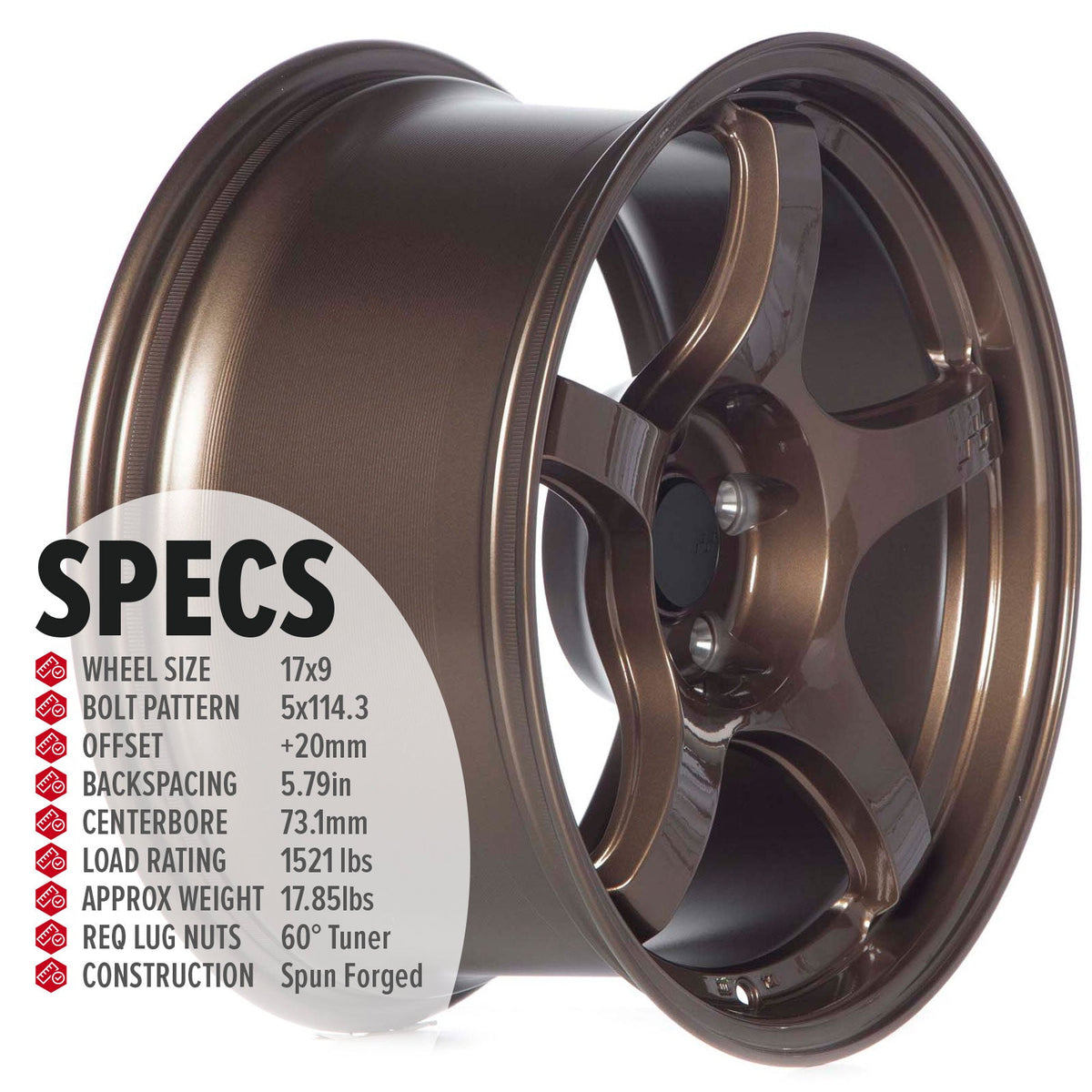 Circuit Performance CSF5 Gloss Bronze 5x114.3 | 17x9 | +20mm / 5.79