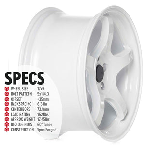 Circuit Performance CSF5 Gloss White 5x114.3 | 17x9 | +35mm / 6.38