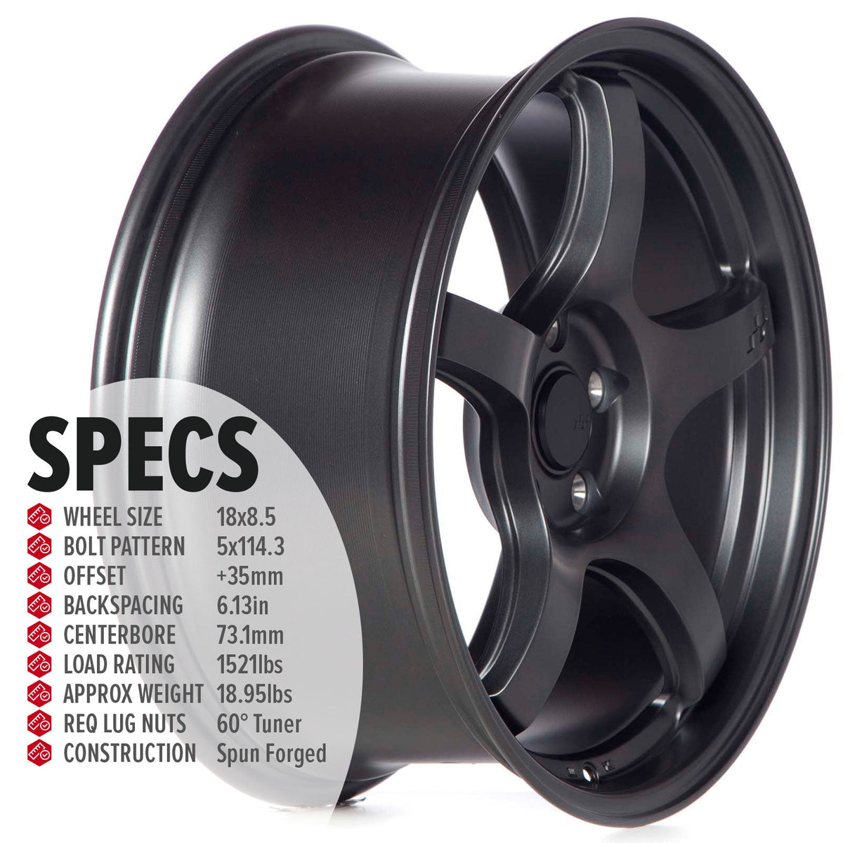 Circuit Performance CSF5 Matte Gunmetal 5x114.3 | 18x8.5 | +35mm / 6.13