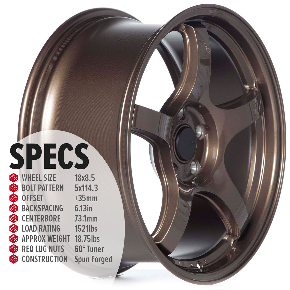 Circuit Performance CSF5 Gloss Bronze 5x114.3 | 18x8.5 | +35mm / 6.13