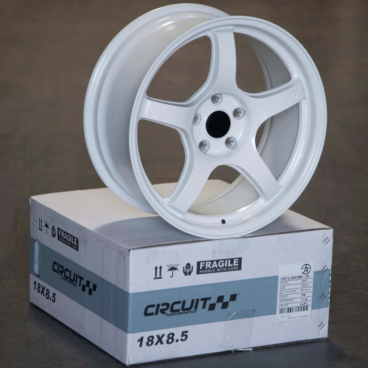 Circuit Performance CSF5 Gloss White 5x114.3 | 18x8.5 | +35mm / 6.13