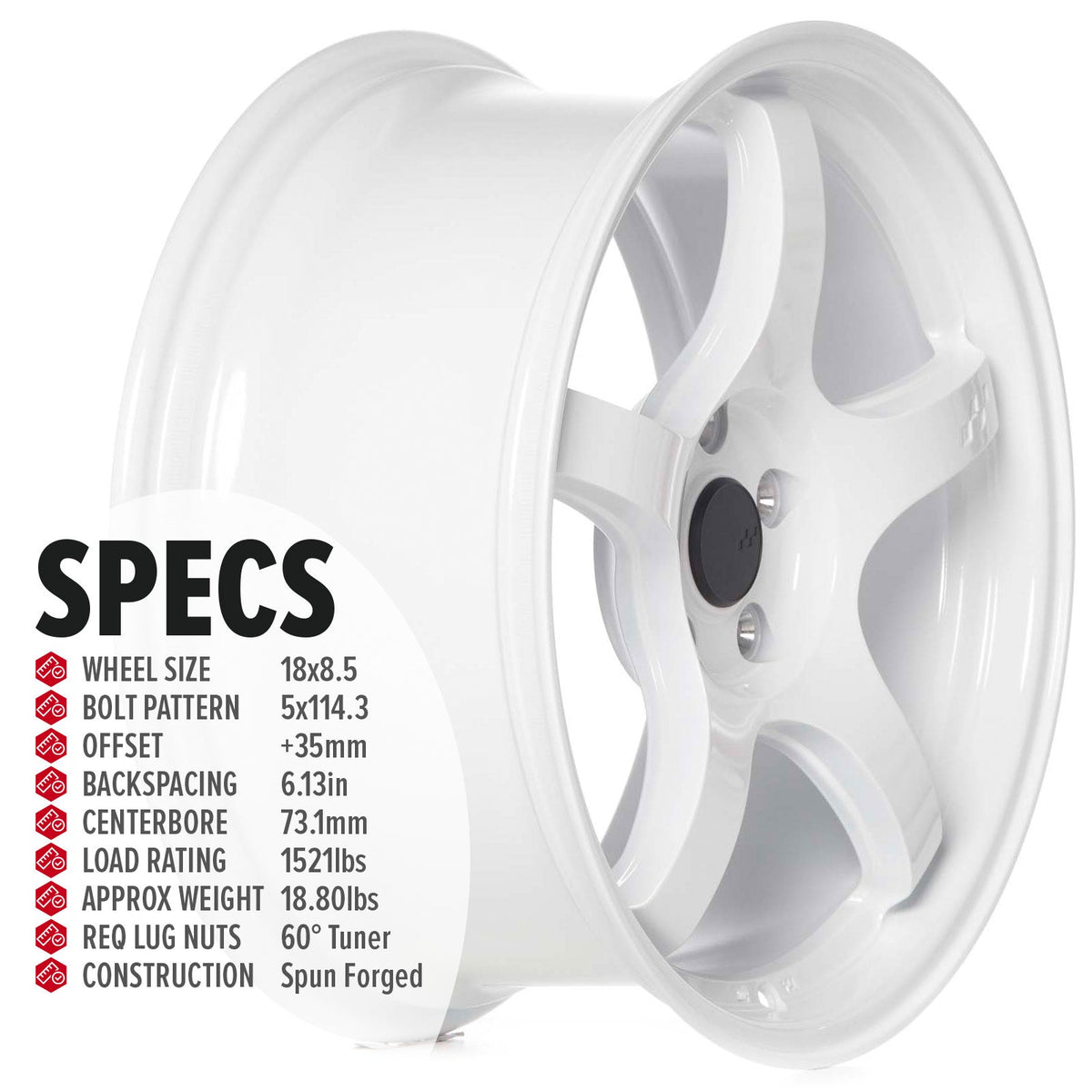 Circuit Performance CSF5 Gloss White 5x114.3 | 18x8.5 | +35mm / 6.13