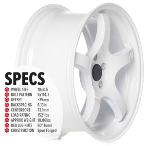 Circuit Performance CSF5 Gloss White 5x114.3 | 18x8.5 | +35mm / 6.13