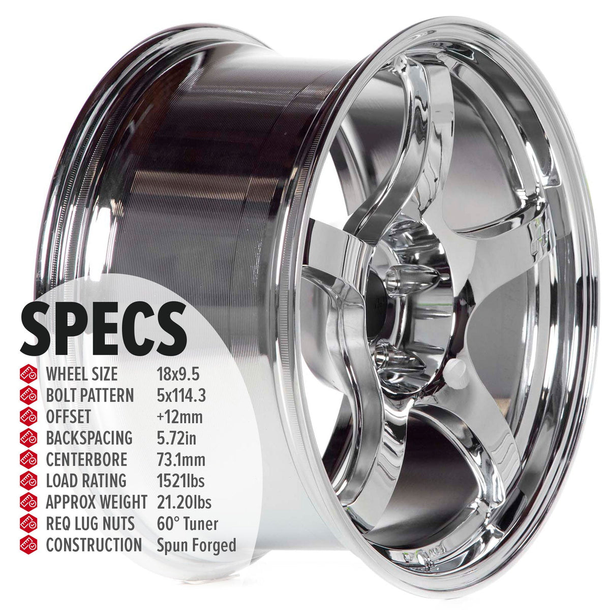 Circuit Performance CSF5 Triple Chrome Plated 5x114.3 | 18x9.5 | +12mm / 5.72