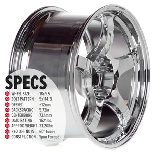 Circuit Performance CSF5 Triple Chrome Plated 5x114.3 | 18x9.5 | +12mm / 5.72