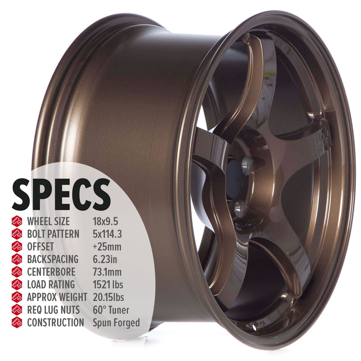 Circuit Performance CSF5 Gloss Bronze 5x114.3 | 18x9.5 | +25mm / 6.23