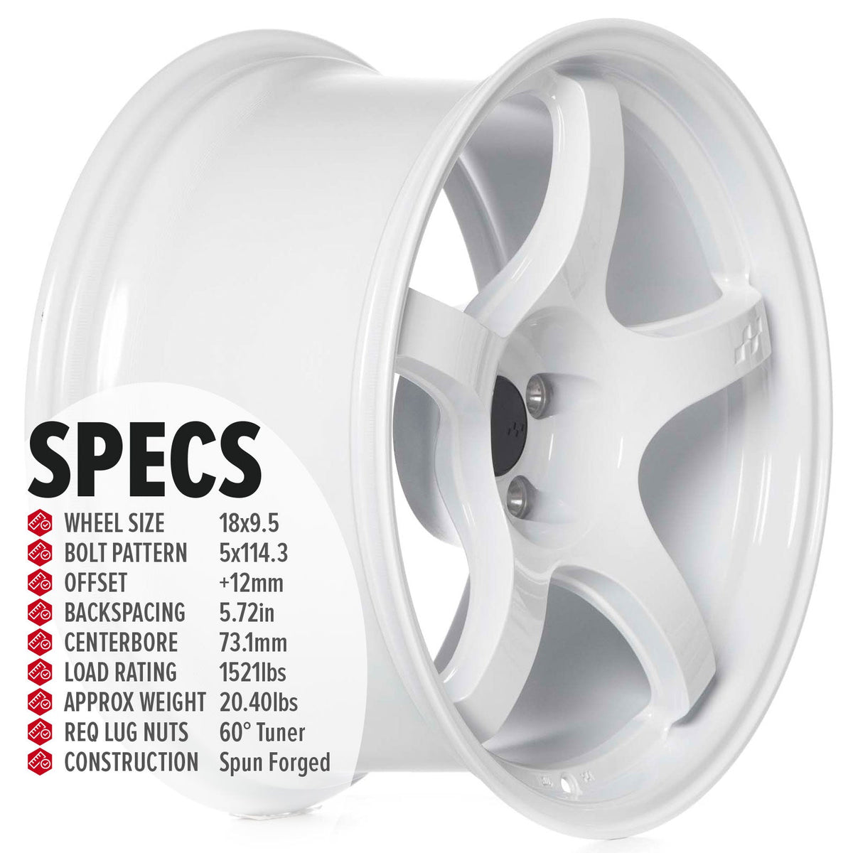 Circuit Performance CSF5 Gloss White 5x114.3 | 18x9.5 | +12mm / 5.72
