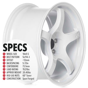 Circuit Performance CSF5 Gloss White 5x114.3 | 18x9.5 | +12mm / 5.72