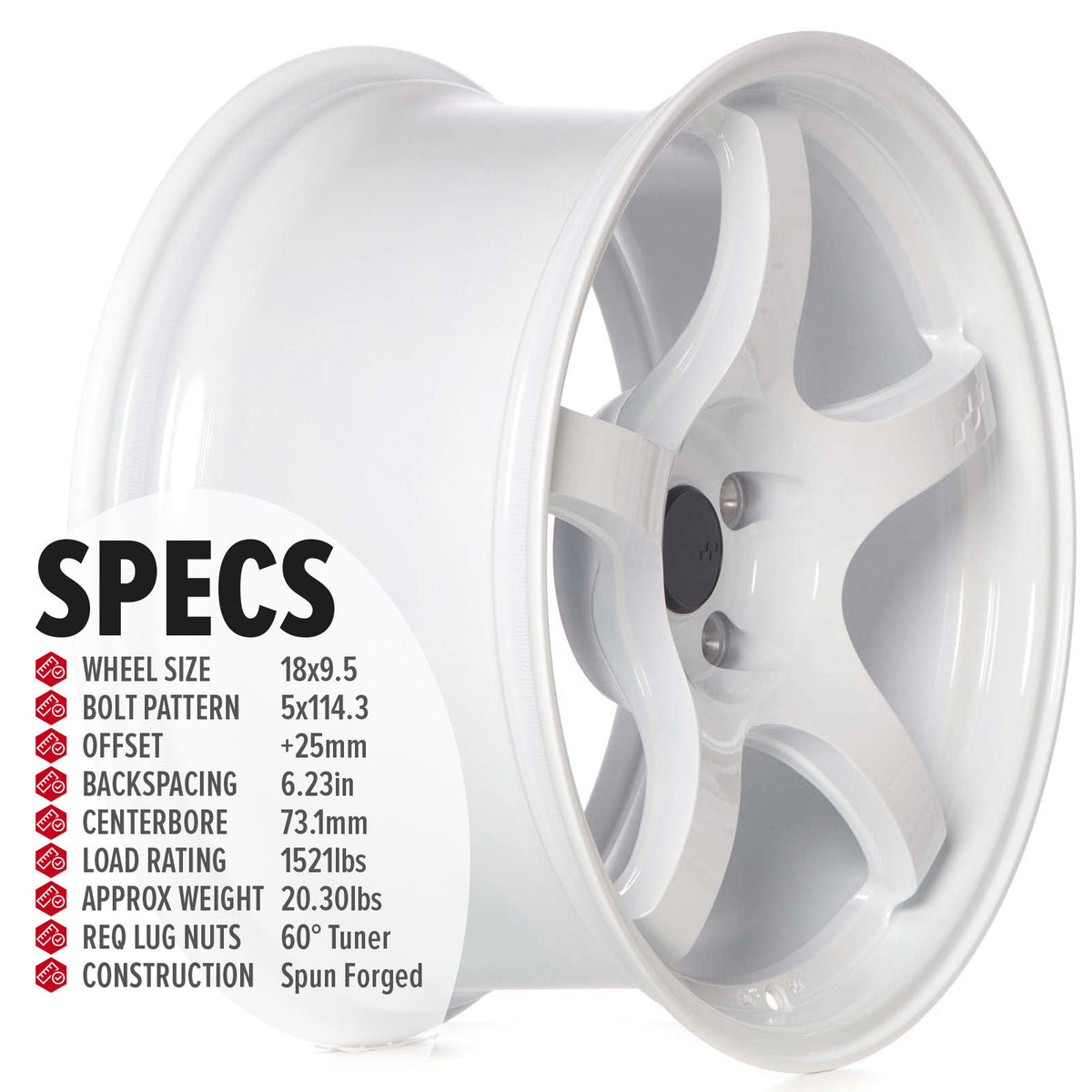 Circuit Performance CSF5 Gloss White 5x114.3 | 18x9.5 | +25mm / 6.23