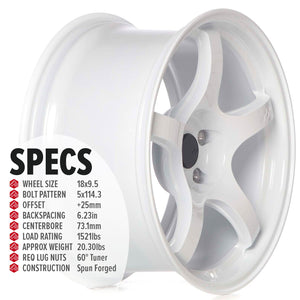 Circuit Performance CSF5 Gloss White 5x114.3 | 18x9.5 | +25mm / 6.23