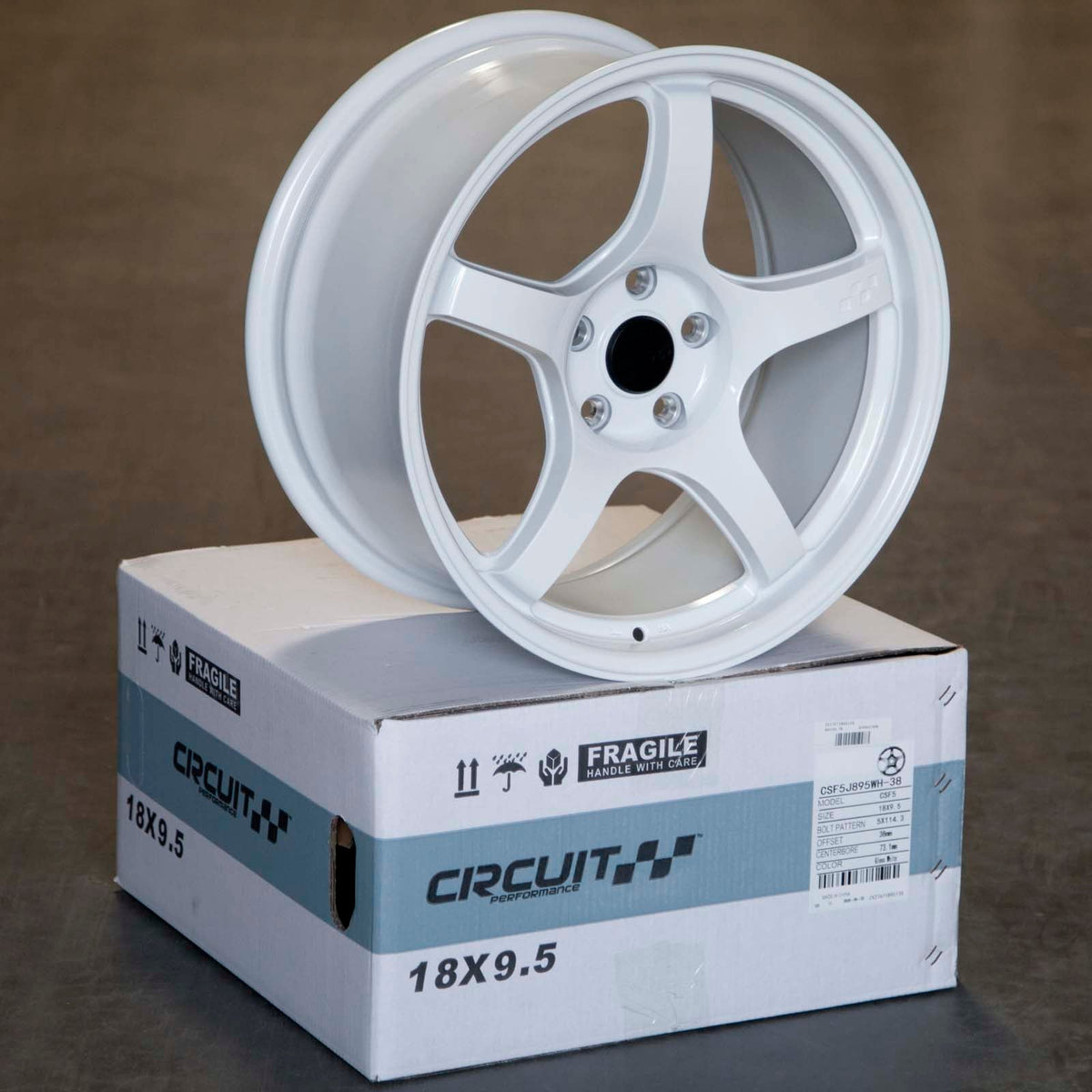 Circuit Performance CSF5 Gloss White 5x114.3 | 18x9.5 | +38mm / 6.75