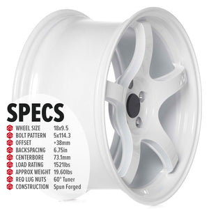 Circuit Performance CSF5 Gloss White 5x114.3 | 18x9.5 | +38mm / 6.75