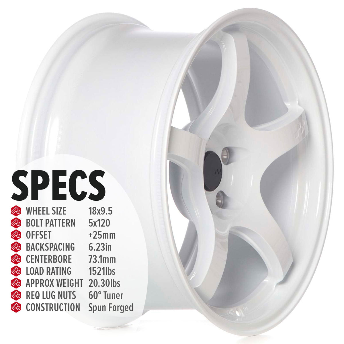 Circuit Performance CSF5 Gloss White 5x120 | 18x9.5 | +25mm / 6.23