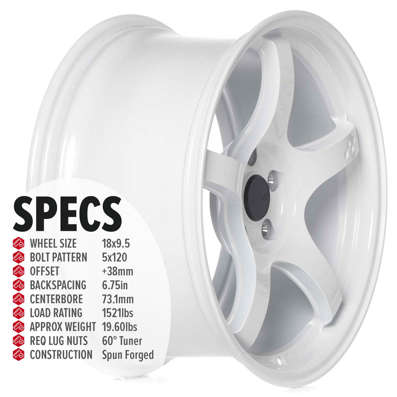 Circuit Performance CSF5 Gloss White 5x120 | 18x9.5 | +38mm / 6.75