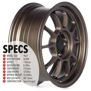 Circuit Performance CSF9 Matte Bronze 4x100 | 16x7 | +35mm / 5.38