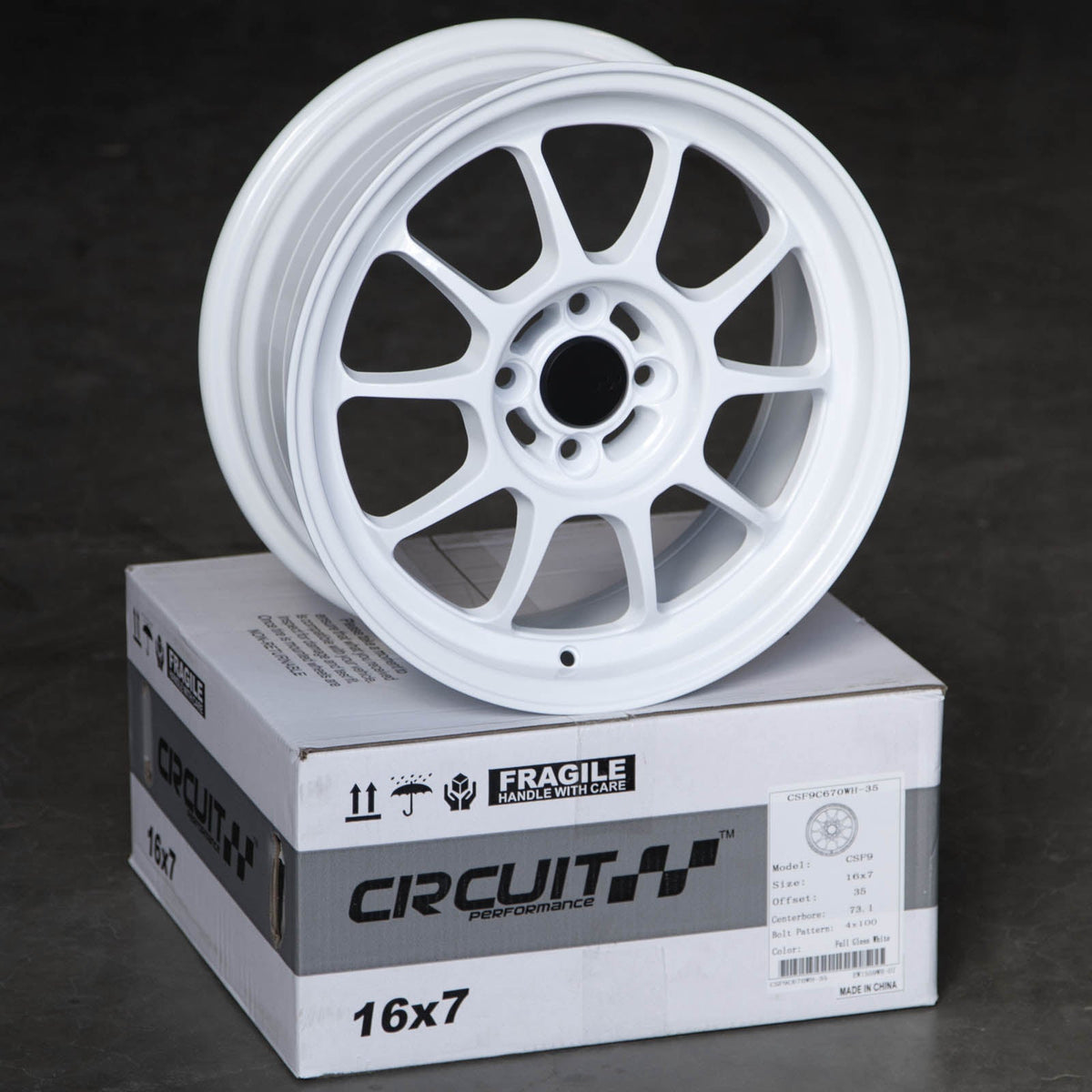 Circuit Performance CSF9 Gloss White 4x100 | 16x7 | +35mm / 5.38