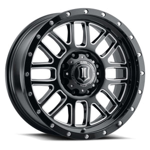 ICON Alpha 20x9 / 6x5.5 / 16mm / 5.625in BS Gloss Black Wheel w/ Milled Windows