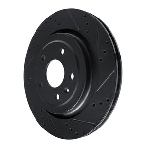 R1 14-19 Chevrolet Corvette Rear Right Drilled & Slotted Black Brake Rotor