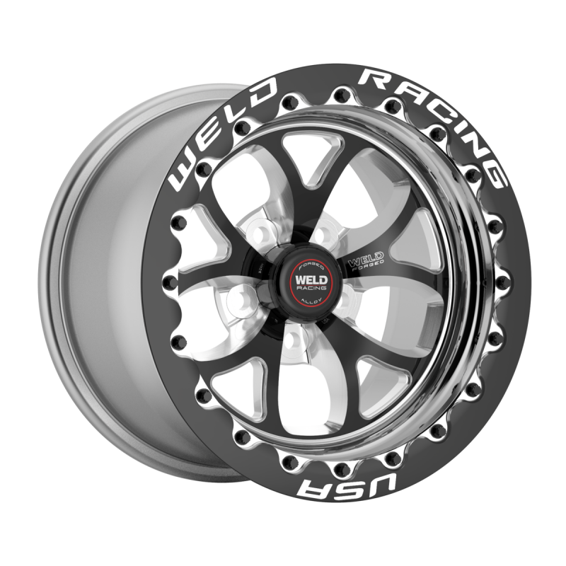 Weld S76 Beadlock 15x10/5x115/6.5 BS/3.18 HB - Black Center - Polished Shell - Black SBL MT Wheel