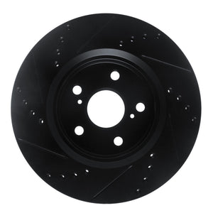 R1 18-22 Toyota C-HR Front Right Drilled & Slotted Black Brake Rotor