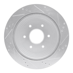 R1 17-24 Nissan Titan Rear Left Drilled & Slotted Silver Brake Rotor