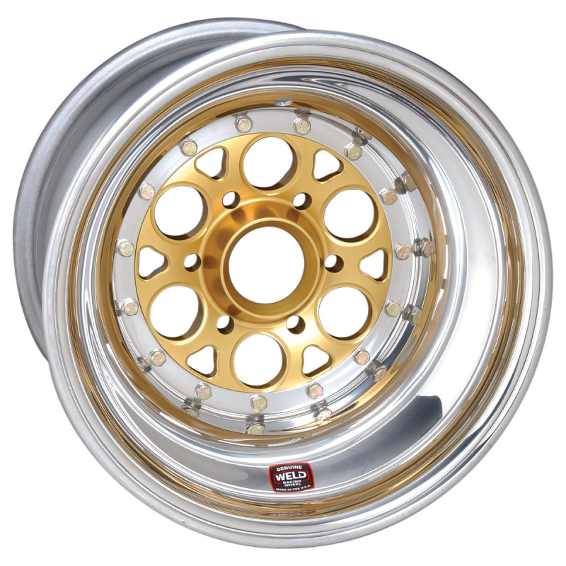 Weld Magnum Sprint 15x18 / 42-Spline / 5 BS - Gold Center - Polished Shell - Non-BL Wheel
