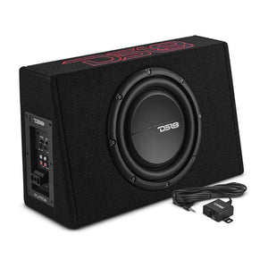 DS18 Single 10in Shallow Enclosure w/ Subwoofer 350 Watts RMS Sealed Black Carpet Amplified