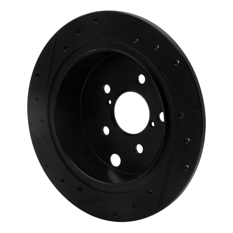 R1 12-23 Subaru XV Crosstrek Rear Right Drilled & Slotted Black Brake Rotor