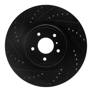 R1 08-25 Infiniti QX70 Front Left Drilled & Slotted Black Brake Rotor