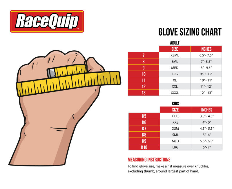 RaceQuip SFI-5 Red/Black 2XL Outseam w/ Closure Glove