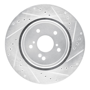 R1 14-20 Acura MDX Front Right Drilled & Slotted Silver Brake Rotor