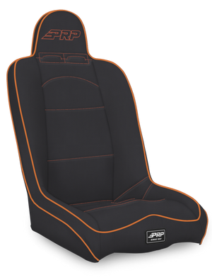 PRP Daily Driver High Back Suspension Seat- Black/Orange Vinyl