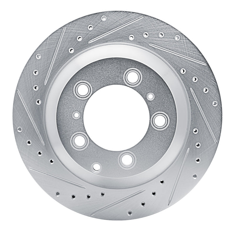 R1 19-23 Porsche CAYENNE Rear Left Drilled & Slotted Silver Brake Rotor