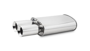 Vibrant StreetPower Turbo Oval Muff w/ Dual 3.5in Round Tips Straight Cut Bev Edge 3in inlet I.D.