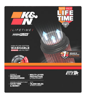 K&N Cone Filter 5in ID 6.5in base 4.5in top 5.625in height carbon fiber look