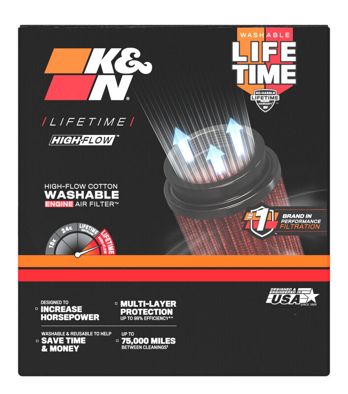K&N Filter Universal Rubber Filter 2 1/2 inch Flange 6 inch Base 5 inch Top 5 1/2 inch Height