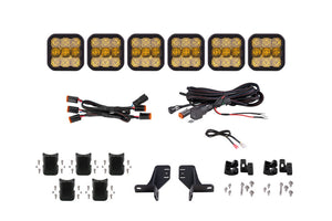 Diode Dynamics Bronco SS5 6-Pod CrossLink Grille Lightbar Kit Sport - Yellow Combo
