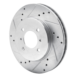 R1 98-07 Mitsubishi Lancer Front Left Drilled & Slotted Silver Brake Rotor