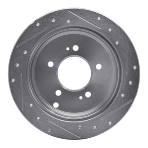 R1 01-16 Hyundai Santa Fe Rear Left Drilled & Slotted Silver Brake Rotor