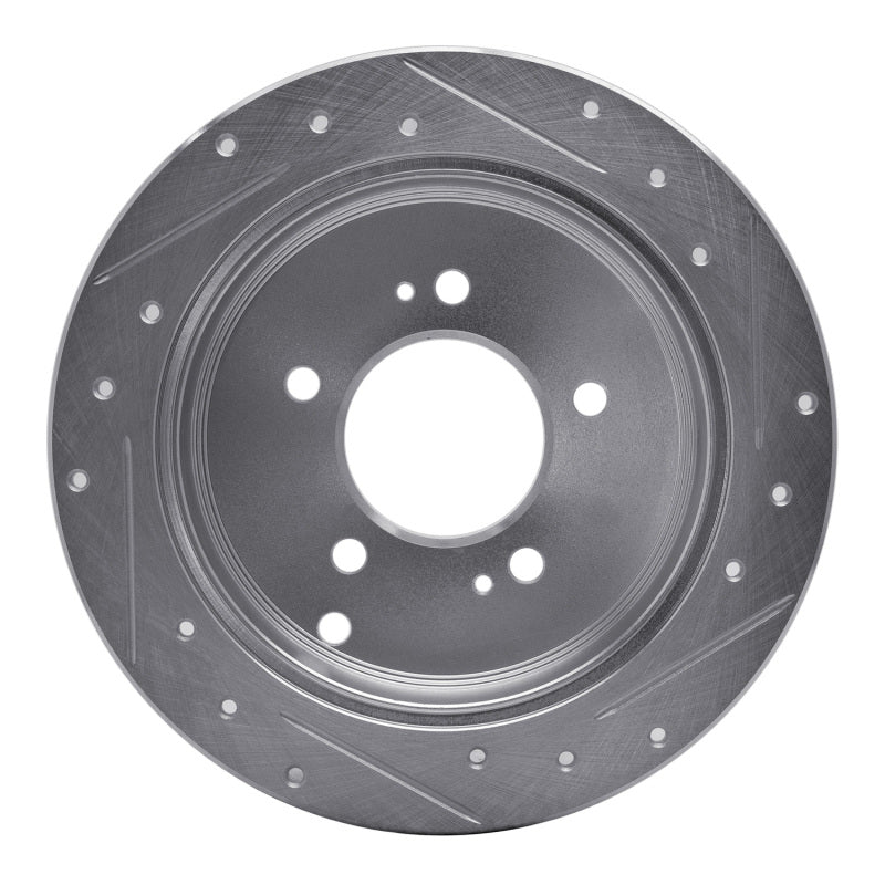 R1 01-16 Hyundai Santa Fe Rear Left Drilled & Slotted Silver Brake Rotor